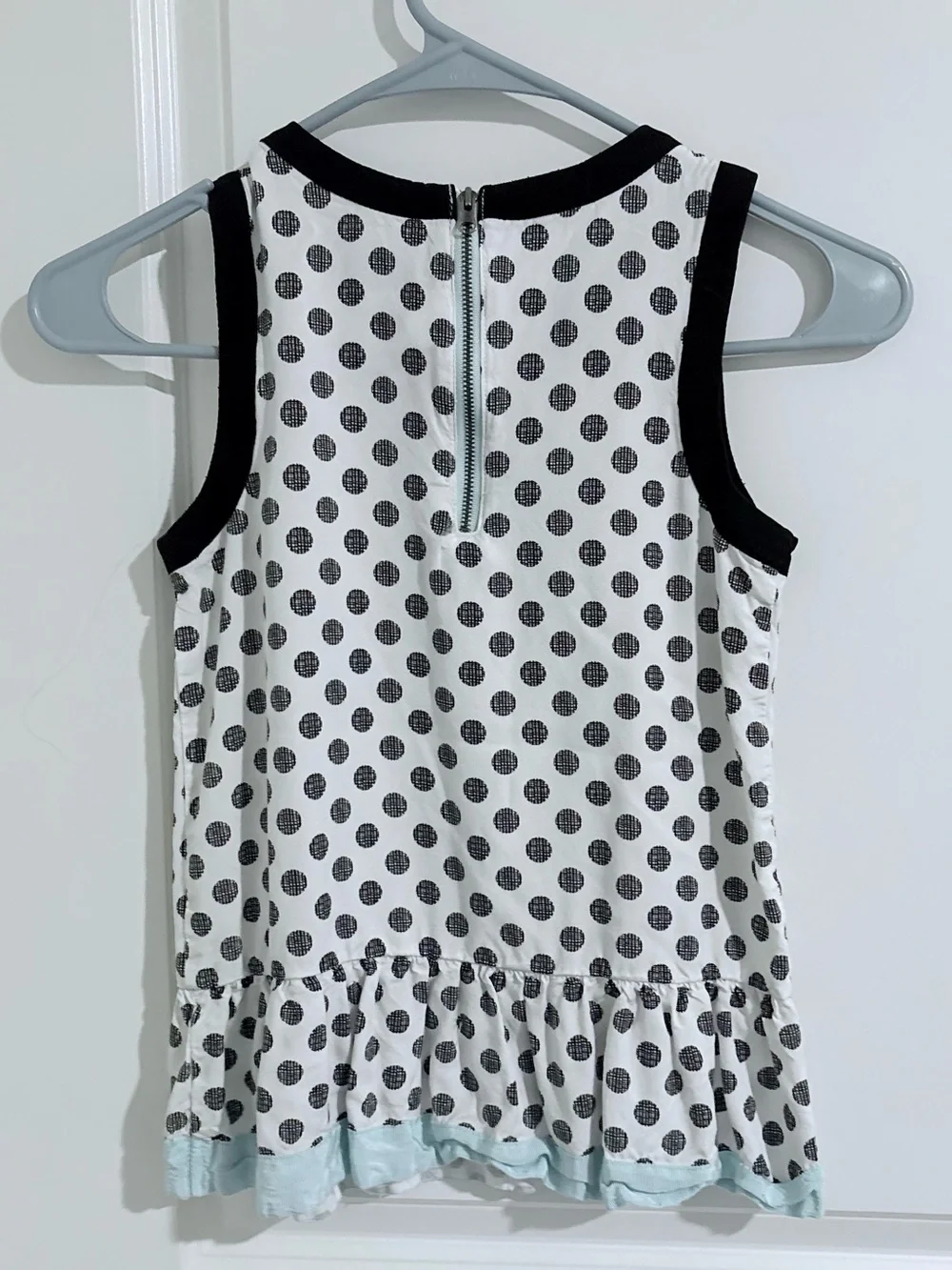 Gymboree White Polka Dot Tank Top with Black Trim. Girls size 8